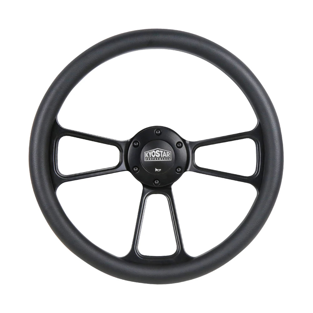 Universal 350 mm 14 inch Half-Wrap Leather Classic 3-Spoke Steering Wheel, 1.75 inch Dish