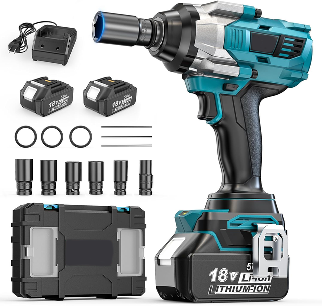 18V 1000Nm Brushless 1/2" Cordless Impact Wrench High Torque