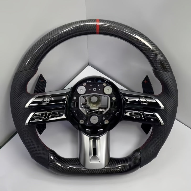 Custom carbon fiber and leather steering wheel for Mercedes-Benz C-Class E-Class CLK SLK