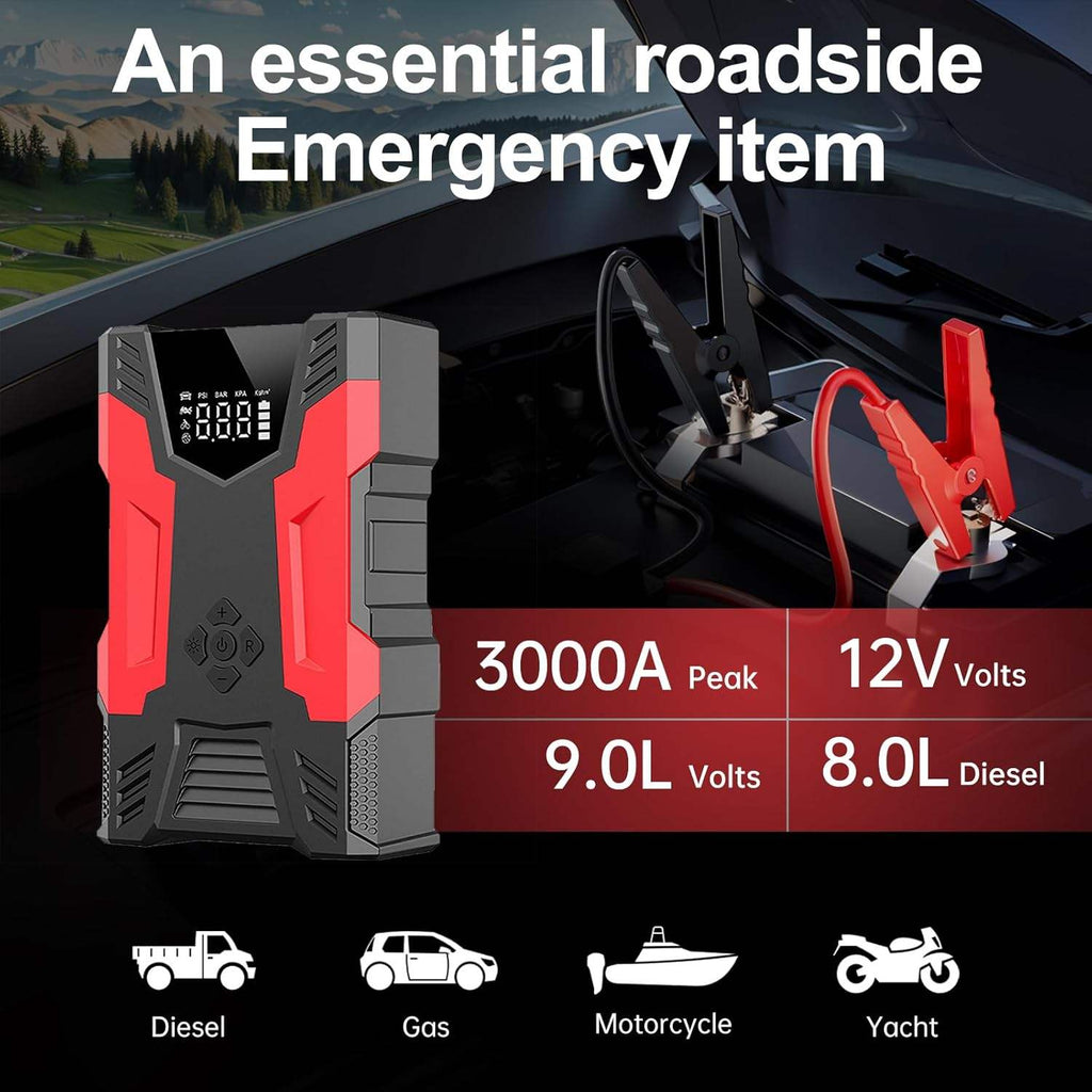 2000A Jump Starter & Tyre Inflator | 7 BAR Air Pump NZ