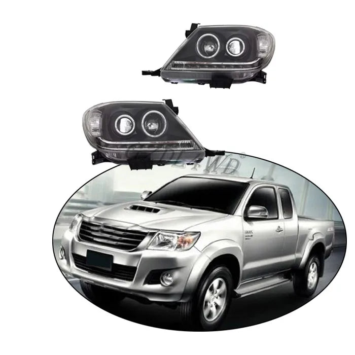 Black Housing Double Angel Eyes High Quality  LED Headlight for Hilux Vigo 2012-2014