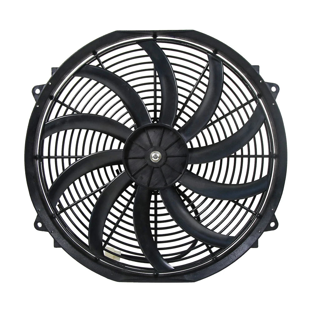 Universal 16 Inch 12V 120W Slim Electric Radiator Cooling Fan - Push or Pull, Black