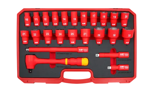 1/2" Drive VDE Insulated Socket Set, 24 Piece