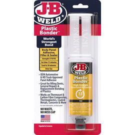 JB Weld Plastic Bonder Tan Urethane Adhesive Syringe – 25ml – High-Strength, Quick-Set Epoxy for Plastic Repairs