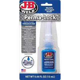 JB Weld Perma-Lock Blue Medium Strength Threadlocker 13ml – Prevents Fastener Loosening from Vibration & Shock – Part #24213