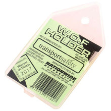 Load image into Gallery viewer, Clear plastic Wildcat WOF100 Warrant of Fitness holder, easy to install.
