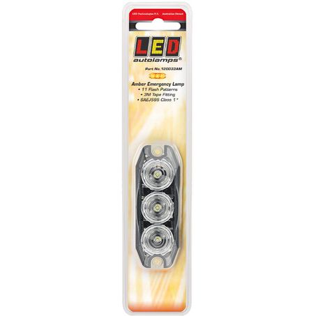 Amber LED Warning Light NZ – 120033AM 12/24V LED Autolamps Emergency Lamp With 11 Flash Patterns (Fits Ford Ranger, Toyota Hilux, Isuzu D-Max)