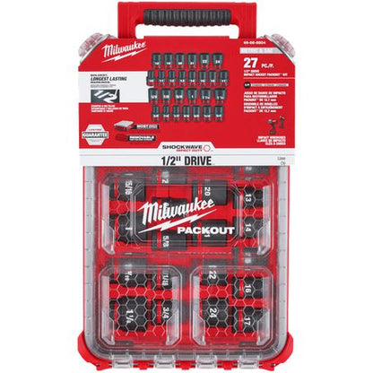 SHOCKWAVE 1/2IN DR 27P METRIC AND SAE STANDARD IMPACT PACKOUT SOCKET SET - 49666804