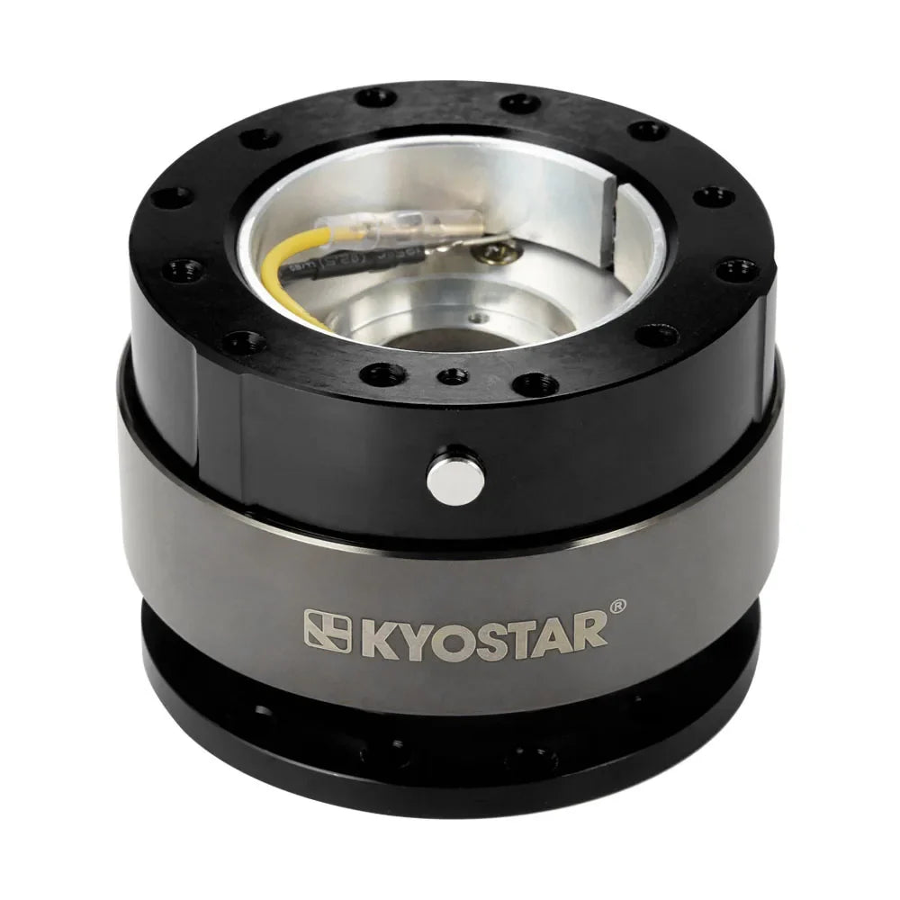 KYOSTAR Universal Racing Sport Car Steering Wheel Multi-Color 'Ding' Sound Quick Release Control Hub With Red Stitch