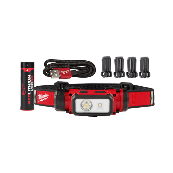 REDLITHIUM USB Rechargeable Hard Hat Headlamp 600L Kit