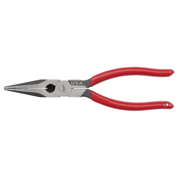 Dipped Grip Long Nose Pliers, 203mm (8") - USA Made