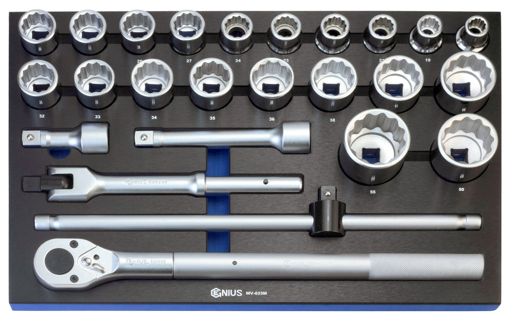 25 Piece 3/4" Drive Metric Hand Socket Set
