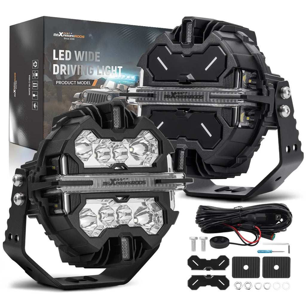7inch 2x Round LED Headlights Driving Auxiliary Light Offroad Led Bar 270Â° Beam DRL 150W for Offroad 4X4 SUV