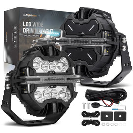 7inch 2x Round LED Headlights Driving Auxiliary Light Offroad Led Bar 270Â° Beam DRL 150W for Offroad 4X4 SUV