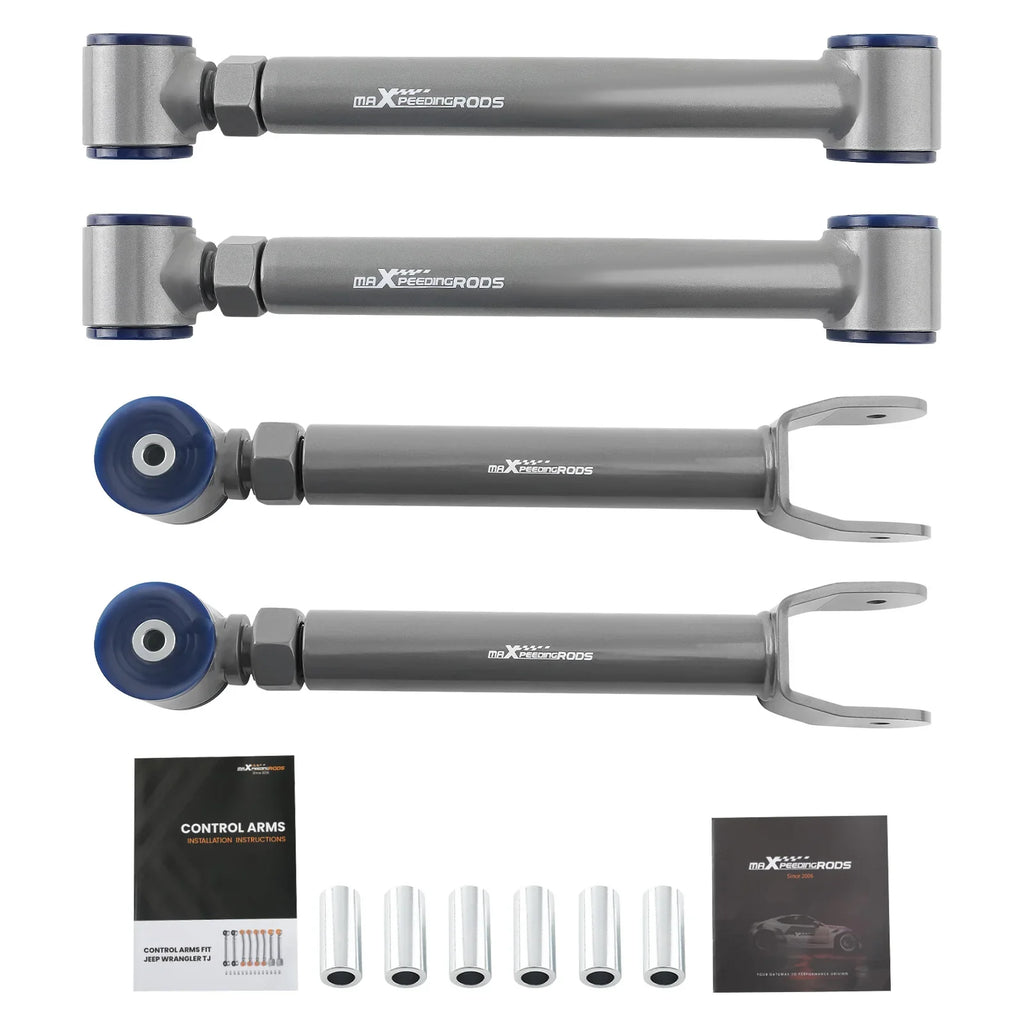 Factory 4x 0-8" Front Upper Lower Adjustable Control Arms Suspension Kit for Jeep Wrangler TJ 1997-2006 Cherokee