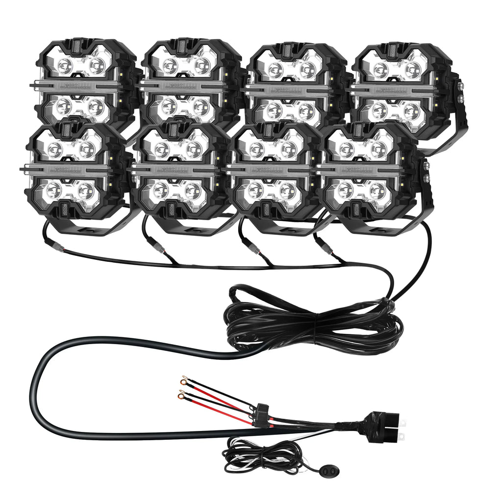 Led Offroad Light Wiring Harness Kit Around 3.65m 4-PIN DT Plug Lights 1-to-8 Auxiliary Driving Lights with DRL