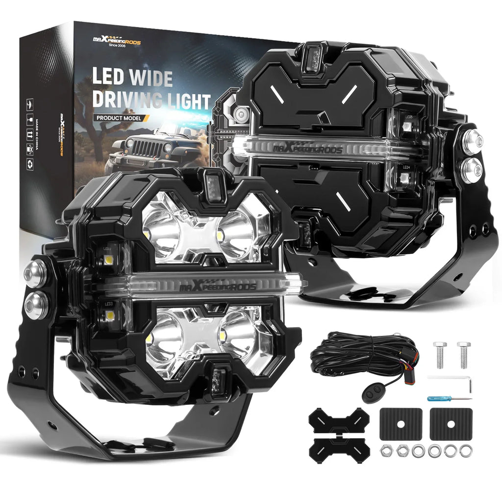 Universal off Road Driving Auxiliary Light 3.5inch square Main Light+DRL Amber&White Aluminum Material 160W