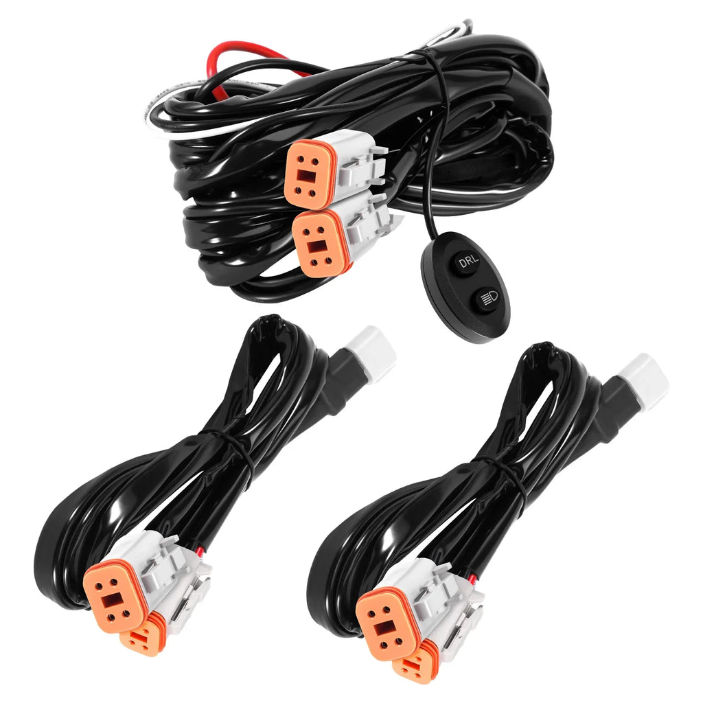 Wiring Harness Kit Crosshair Series LED Auxiliary Driving Lights with DRL 4-PIN DT Plug