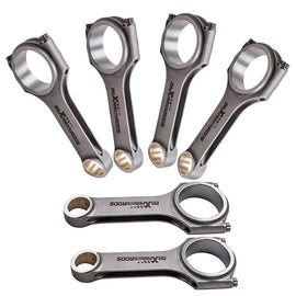 6x Floating Pin Piston H-Beam Steel EN24 4340 Connecting Rods for BMW 640i 135is M135i N55B30 3.0L Turbo Engine