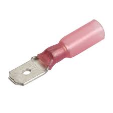Narva Crimp Terminal Male Blade Red Terminal Entry 6.3 x 0.8mm Heat Shrinkable 20 Pce
