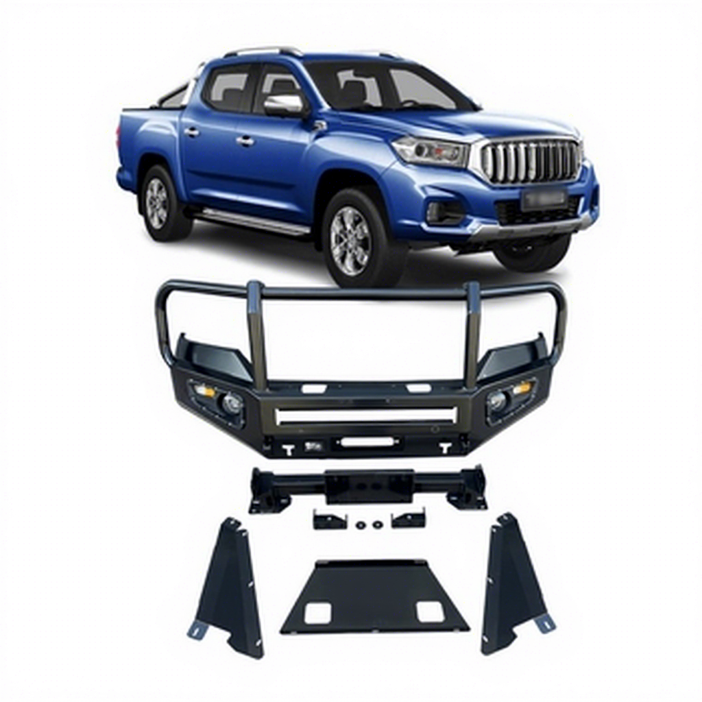 New Heavy Duty Steel Front Winch Bumper for Maxus T60/T70 2017-2021 4x4 Bull Bar-Black Powder Coated Bolt-On