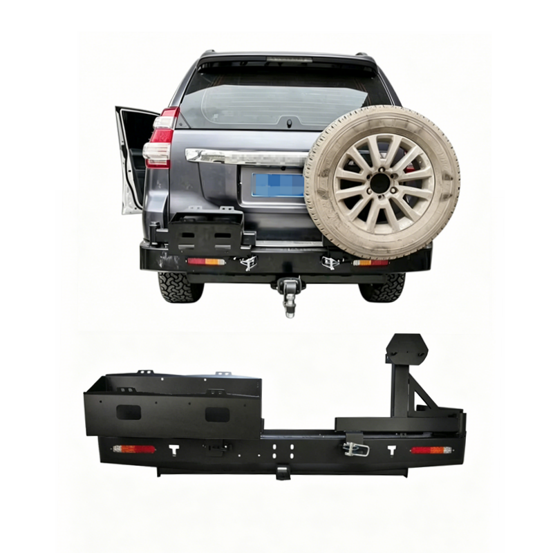 New Heavy Duty Steel Powder Coated Black Textured Rear Bumper & Bullbar for Prado 150 Series LC150 J150 4x4 Accessories 