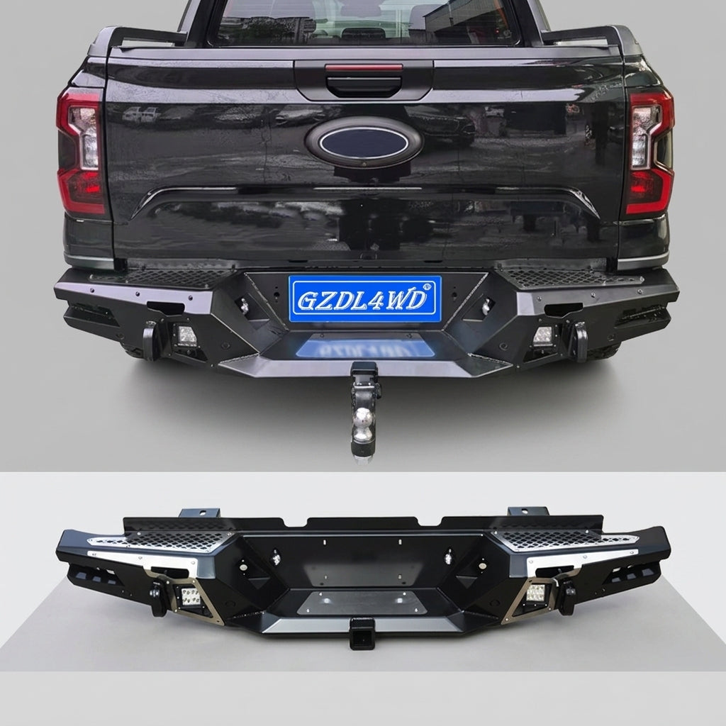 New Heavy Duty Steel Powder Coated Rear LED Bumper with Protection for Ranger Next Gen 4WD Truck Accessories