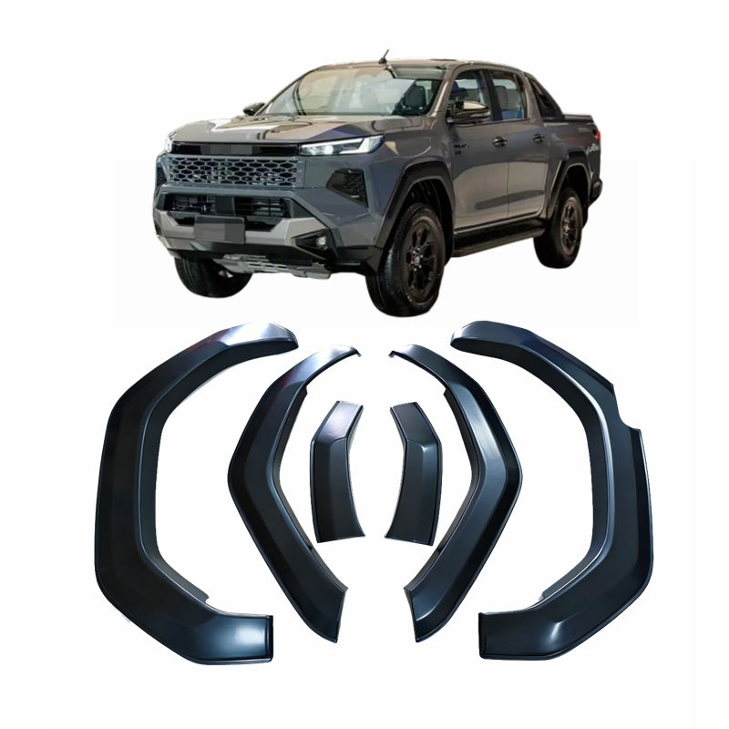 No-Drill Smooth Black ABS Fender Flares with Steel Under Screws for 2026 Hilux Travo Overland Pickup Truck 4x4 Road Perf