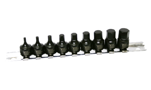 1/4" Drive Metric In-Hex Impact Bit Socket Set, 9 Pieces