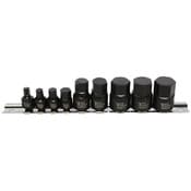 1/4" & 3/8" Dr. Metric In-Hex Stubby Impact Sockets 9pc, 6-19mm