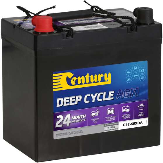 Century C12-75XDA Deep Cycle AGM Battery – 12V 75Ah, 24-Month Warranty