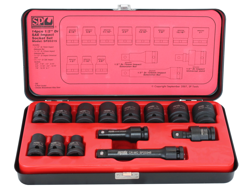 14 Piece 1/2" Drive SAE Impact Socket Set