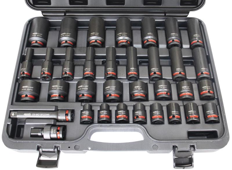 1/2" Drive SAE Standard/Deep Impact Socket Set, 34 Piece