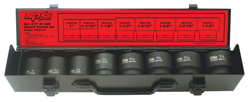 8 Piece 3/4" Drive SAE Impact Socket Set