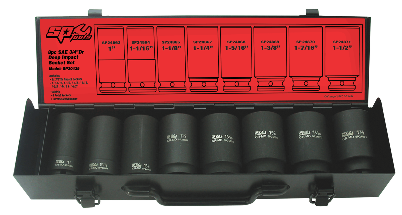 3/4" Drive SAE Deep Impact Socket Set, 8 Piece