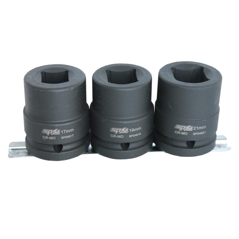 3/4" Drive Metric Double Square Impact Socket Set, 3 Piece