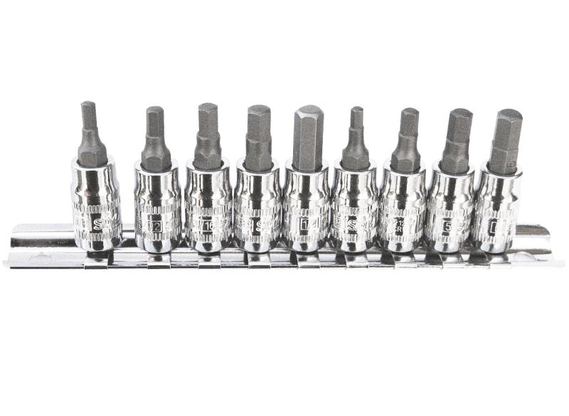 1/4" & 3/8" Drive Metric Inhex Bit Socket Set, 9 Piece