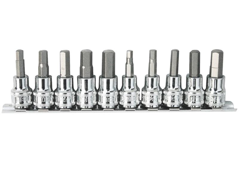 10 Piece 1/4" & 3/8" Drive SAE Inhex Bit Socket Set