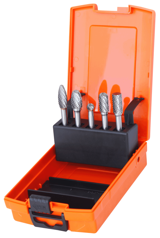 Tungsten Carbide Burr Set for Steel, 5 Piece