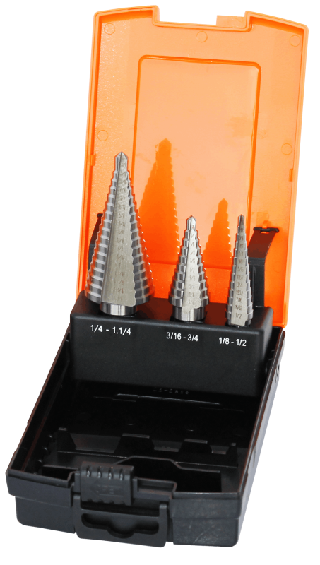 3 Piece SAE HSS Step Drill Bit Set