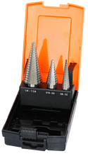 Load image into Gallery viewer, 3 Piece SAE HSS Step Drill Bit Set
