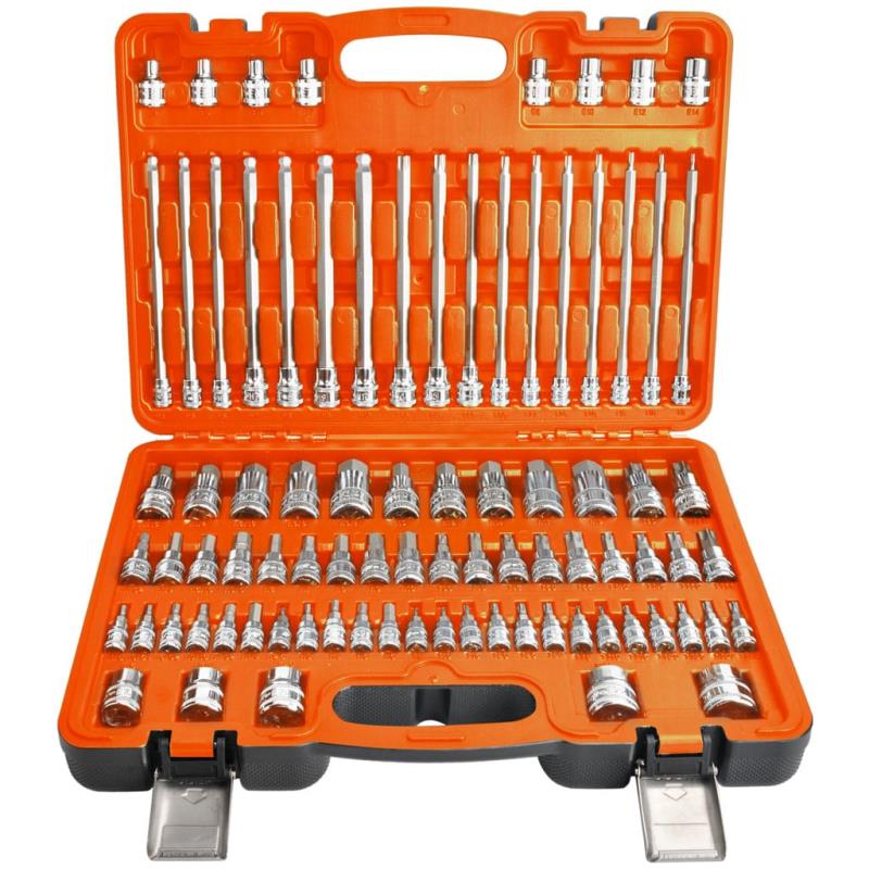 1/4", 3/8" & 1/2" Drive Metric/SAE Hex & Torx Bit Socket Set, 84 Piece