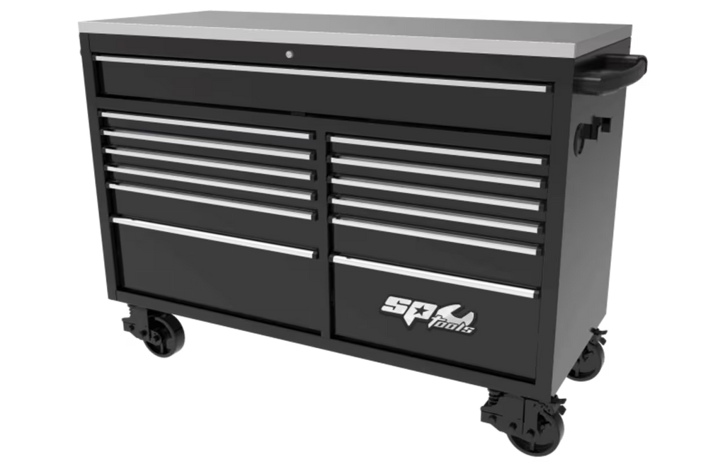 59" USA Sumo Series Wide Roller Cabinet - 13 Drawer - Black/Chrome