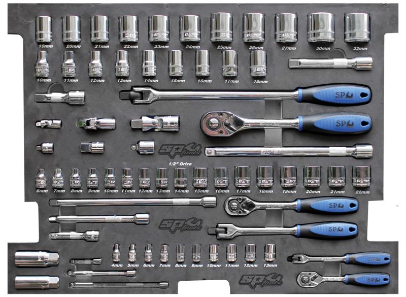 70 Piece Metric Socket & Accessories Set in Foam Tray