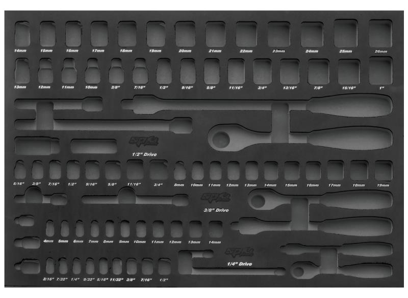 Empty 84 Piece Metric/SAE Socket & Accessories Foam Tray