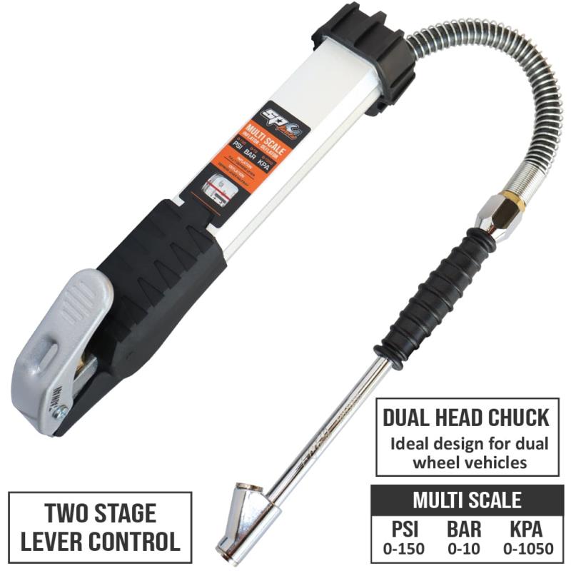 Professional Tyre Inflator with Deflator & Convex Lens Gauge