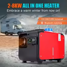 Portable Diesel Heater 2-8KW – 12V Bluetooth All-in-One Air Heater with Single Hole Outlet for Motor Trucks