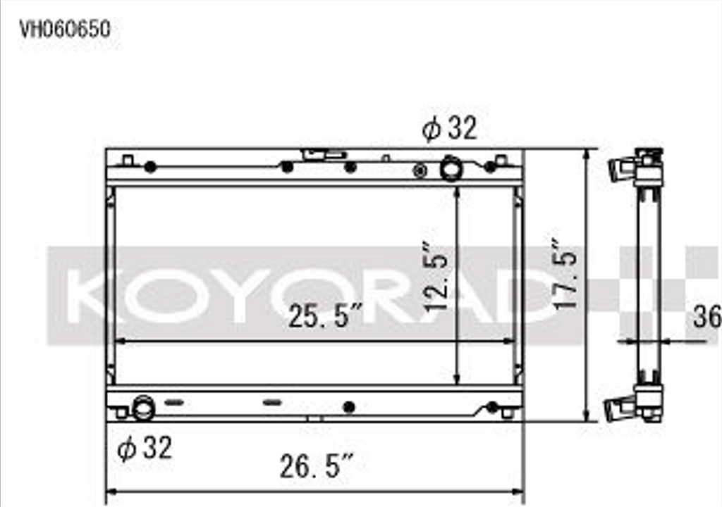 Performance Koyo Radiator, Mazda MX-5, NB, 99/05, 36mm, (KV060650)