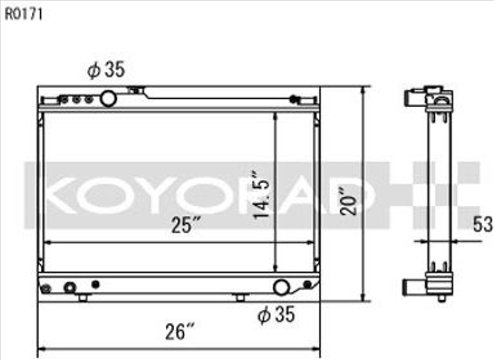 Performance Koyo Radiator, Toyota Supra, MA70, 7MGE, 7MGTE, 86/92, 53mm, (KL010706R) (NEW)