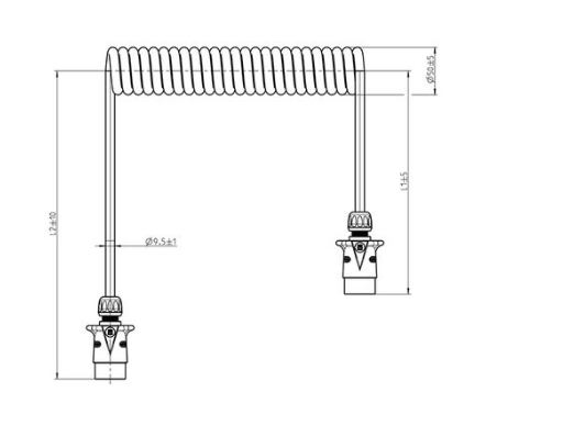 EJ Heavy-Duty 7 Pin Trailer Lead, 4.6m + 1m, Metal Plug – 601068